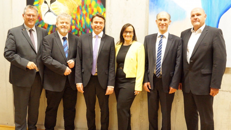 v.l. Michael Donth MdB, Dr. Gerd Gaiser, Manuel Hailfinger, Ann-Catrin Müller, Dominik Ohly und Karl-Wilhelm Röhm v.l. Michael Donth MdB, Dr. Gerd Gaiser, Manuel Hailfinger, Ann-Catrin Müller, Dominik Ohly und Karl-Wilhelm Röhm